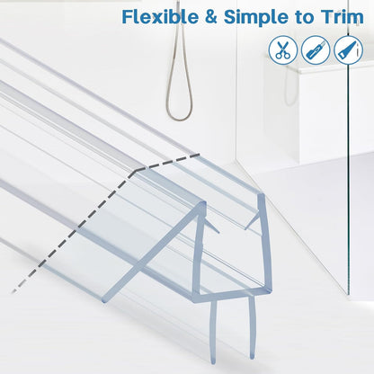 Shower Door Bottom Seal Strip, 2PCS Seal Strip, Ultra Clear PVC, 36" Length, Fits 6mm Thick Glass, Prevents Leaks, Easy Installation, No Adhesive Required (Ultra Clear, 36in for 1/4"(6mm) Door)