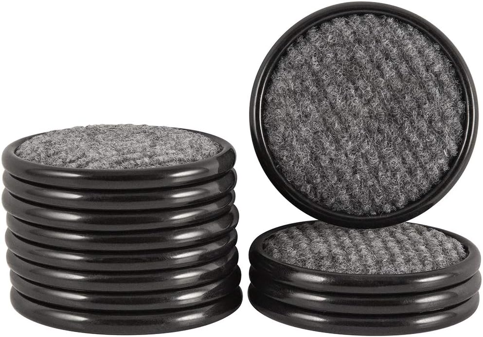 SoftTouch 1-5/8" Round Reusable Carpet Bottom Furniture Caster Cups for Office Chairs, Desks, and Carts, Furniture Wheel Caster Cups for Carpet and Hardwood Surfaces, 12-Pack, Brown/Gray