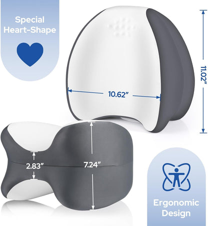 Knee Pillow for Side Sleepers, Memory Foam Leg Pillow, Blue | Ergonomic Leg Pillow for Side Sleeping, Heart-Shape Knee Wedge Pillow, Breathable Leg Elevating Pillow for Hip, Joints