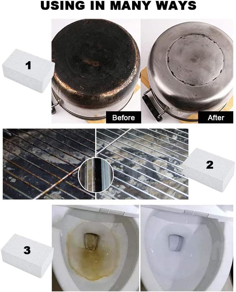 Magic Blackstone Griddle Scraper，4 Pack Gray Stone Cleaning Block Clean Brick for Grill, Removing Stains BBQ，Pool, Racks, Baking Steel, Oven, Flat Top Cookers, Utensils, Exfoliation Dead Skin, Toilet