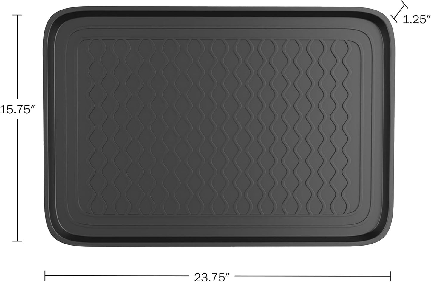 Stalwart All-Weather Outdoor or Indoor Boot Tray, Black | Weather-Resistant Hard Plastic Shoe Mat with Raised Edge for Deck, Patio, or Entryway Decor