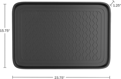 Stalwart All-Weather Outdoor or Indoor Boot Tray, Black | Weather-Resistant Hard Plastic Shoe Mat with Raised Edge for Deck, Patio, or Entryway Decor