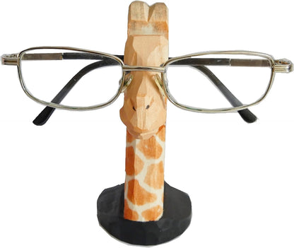 Red Dollar Handmade Wood Carved Animal Eyeglass Holder, Cute Sunglasses Display Stand, Nightstand Home Office Desk Decor, Christmas Holiday New Year Business Gift for Men Women Adults (Dog)