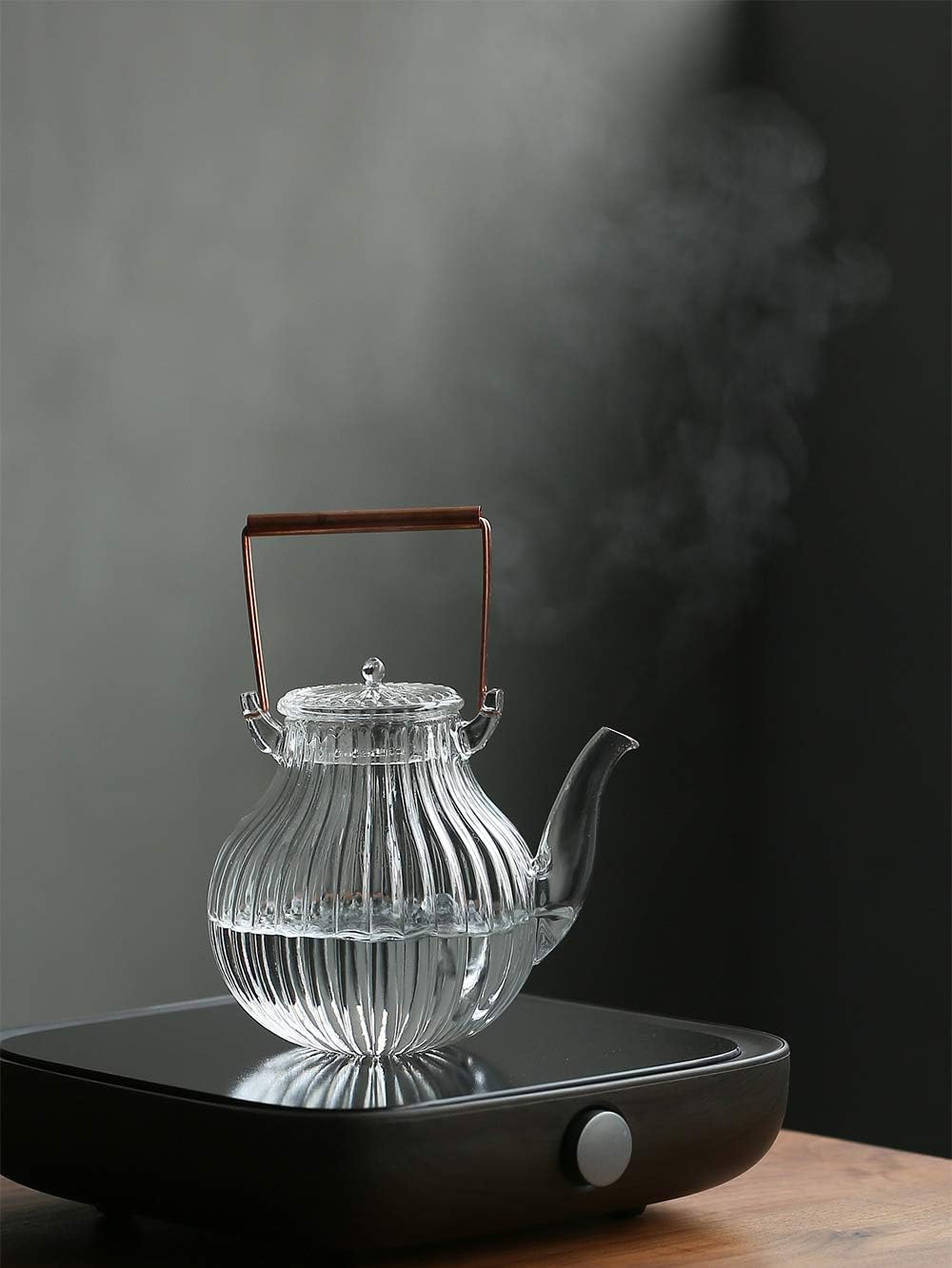 Stovetop Safe Glass Teapot with Removable Infuser Fine Borosilicate Tea Pot perfect for Fruit Flowering Tea Canister Premium Quality Tea Kettle Gift IW-G086 (25OZ, LINE)