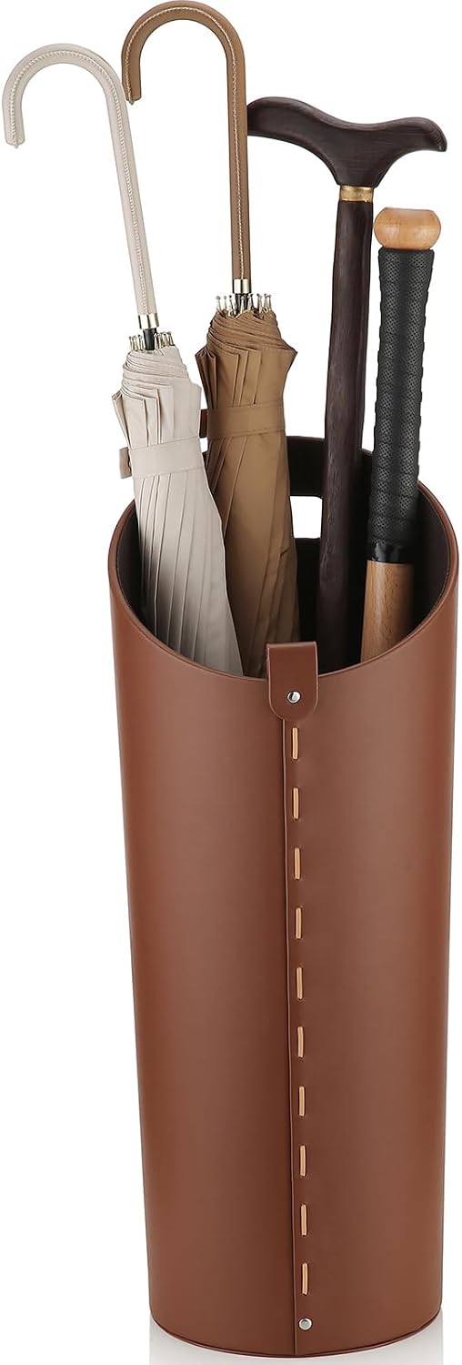 Tall Umbrella Holder White That won't Tip Over and Removable Drip Water Tray Modern Farmhouse Home Decor Umbrella Bucket Rack Can Storage 10 Different Sizes of Golf Umbrellas Canes etc