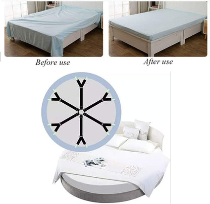 2Pack Bed Sheet Straps,Adjustable Elastic Fitted Sheet Straps, Crisscross Bed Sheet Fasteners Suspenders, Bed Sheet Holder Straps Fit Round and Square Mattresse(2Pcs/Set Black)