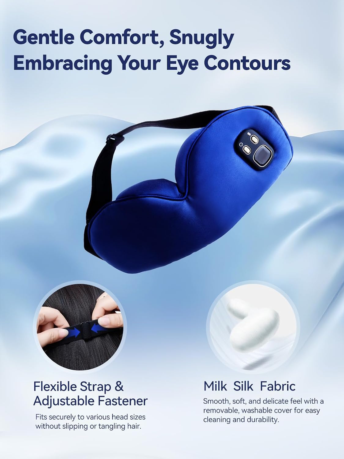 Heated Eye Mask for Dry Eye Relief, Cordless Warm Compress Sleep Mask with 4 Heat Settings & Timer, Rechargeable Silk Eye Warmer for Migraine, Travel, Women Men Black