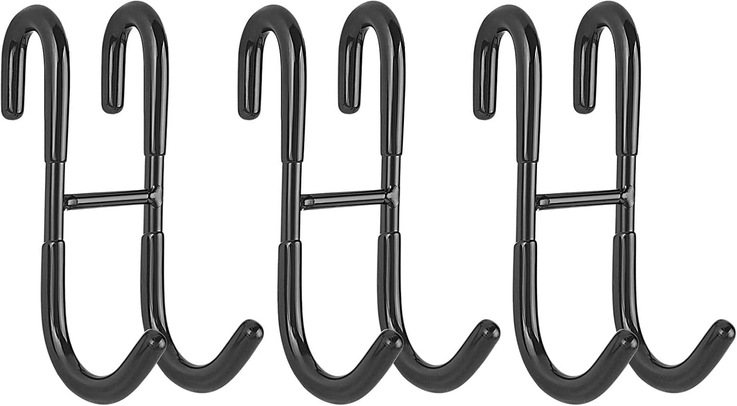 Shower Door Hooks (2-Pack), Towel Hooks for Bathroom Frameless Glass Squeegee Hooks, Black