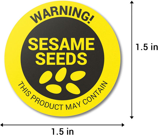 Sesame Seeds Allergy Warning Stickers, 1.5 Inch Round, 300 Labels