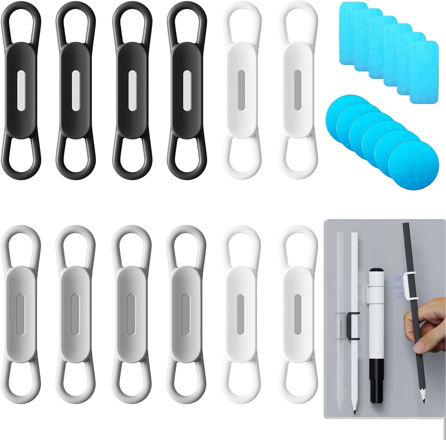 Freewindo 12 Pack Magnetic Pen Holder for Refrigerator, Silicone Magnetic Pencil Holder for Locker, Magnetic Dry Erase Marker Holder for Whiteboard, Desk, Clipboard (6 colour)