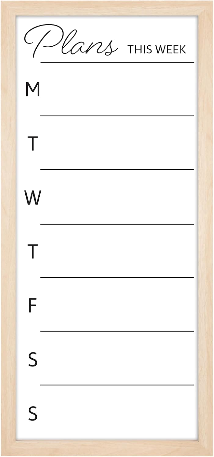 MCS Dry Erase Weekly Meal Planner Black Framed Calander Whiteboard, 11x24 | Dry Erase Weekly Meal Planner Black Framed Calander Whiteboard Frame, 11x24 Inch