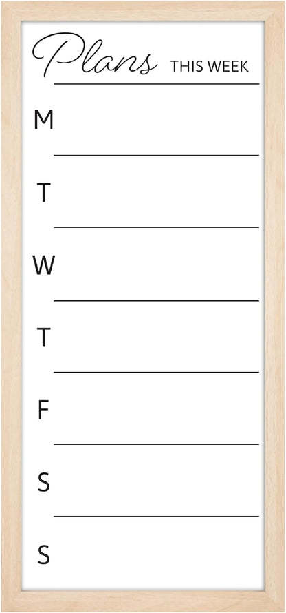 MCS Dry Erase Weekly Meal Planner Black Framed Calander Whiteboard, 11x24 | Dry Erase Weekly Meal Planner Black Framed Calander Whiteboard Frame, 11x24 Inch