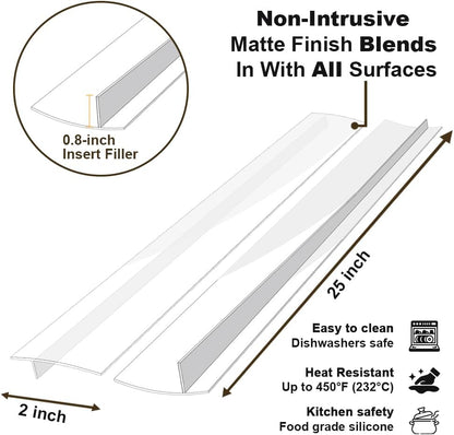 Silicone Stove Counter Gap Cover 30 Inch Side Range Gap Filler 2 Pack Black | Extra long kitchen stove gap covers, 0.2-1 inch gap, heavy 10 oz, cut to size, oven crack guards between stove and counter