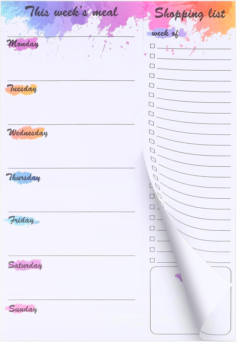 Thboxes 60 Sheets Magnetic Weekly Meal Planner for Fridge, Grocery List Pad | Tear-Off Shopping List, 7x10 In, Flower Design, Full Backing Grip, for Meal Prep, Kitchen, Families, Parents, Home Office