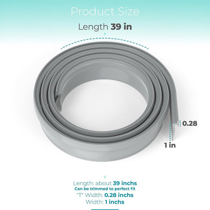 Framed Shower Door Sweep, 36" Shower Door Bottom Seal for Swing Doors | Angled Gray Swing Door T Seal Sweep with Drip Rail, Shower Bottom Door Sweep Replacement