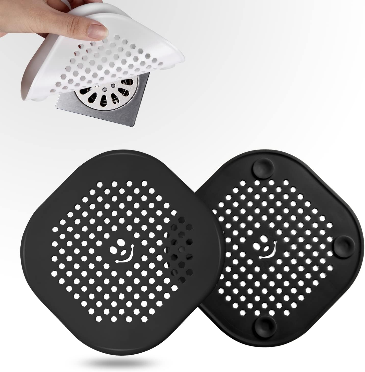 2 Pack Drain Hair Catcher Silicone Bathroom Accessories Shower Drain Protector Sink Drain Strainer Hair Stopper for Shower Kitchen Bathroom Tub Grey