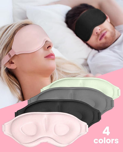 Sleep Mask for Side Sleeper Women Men, Light Blocking Eye Mask for Sleeping, 3D Contoured Cup Sleeping Mask for Zero Eye Pressure, with Adjustable Elastic Strap for Sleep Travel, Pink