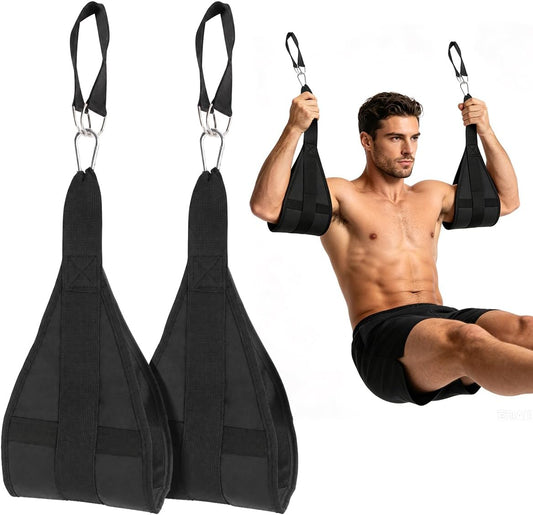 Hanging Ab Straps for Pull Up Bar, Heavy Duty Anti-Tear Abdominal Exercise Straps for Core Strength Training, Leg Raises, Knee Raises - Home Gym Abs Equipment with 2 Steel Carabiners, 2 Pack