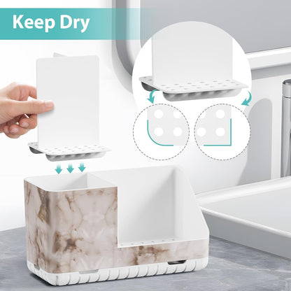 Toothbrush Holders for Bathroom Counter Organizer and Storage (White) | Easy To Clean, Drainage, Non-Slip, Detachable, Kids Electric Toothbrush and Toothpaste Holder for Bathroom