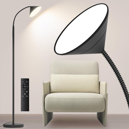Yikuneng Dimmable LED Floor Lamp, Super Bright Reading Lamps Floor Standing lamp with Remote & Touch Control, Stepless Dimming & 2700K-6500K Color Temperature, for Living Room Bedroom Office, Black