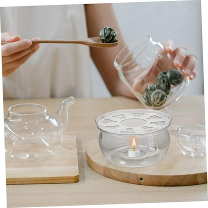 Healifty Glass Teapot Warmer Base Insulation Round Heating Base for Tea Kettle for Tea Ceremony and Household Use