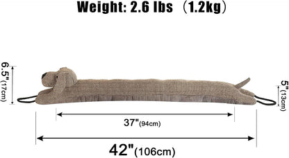 Under Door Draft Stopper Decorative Wind Stopper 36 inch for Door & Window, Weighted Animal Air Draft Stopper for Bottom of Door with Hanging Loops - Brown Dog