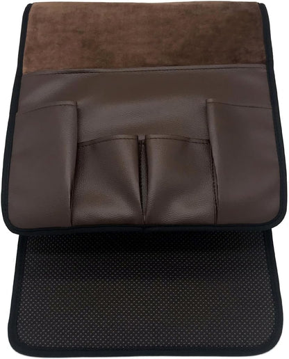Wanty Velvet Sofa Couch Chair Armrest Soft Caddy Organizer Holder for Remote Control, Cell Phone, Book, Pencil (Black)