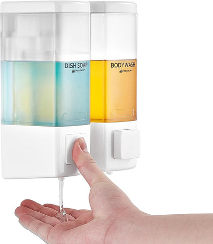 Pollock Shampoo and Conditioner Dispenser,Black 3 Chamber * 500ML | Shower Soap Dispenser Wall Mounted, Body Wash Dispenser No Drill,Refillable Shower Dispenser for Bathroom,Hotel,Public Place