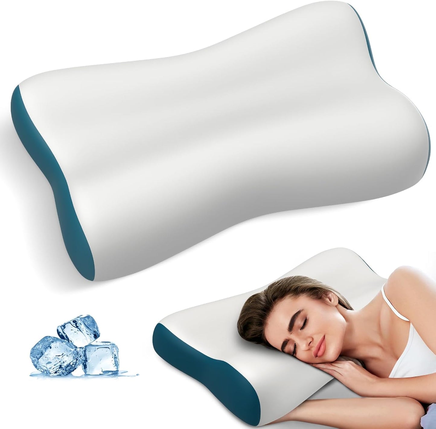 Polovo Cervical Neck Pillow for Pain Relief - Ergonomic Side Sleeper Pillow for Deep Sleep, Contour Memory Foam Pillows for Sleeping Bed Pillow for Side Back Stomach Sleepers(Grey)