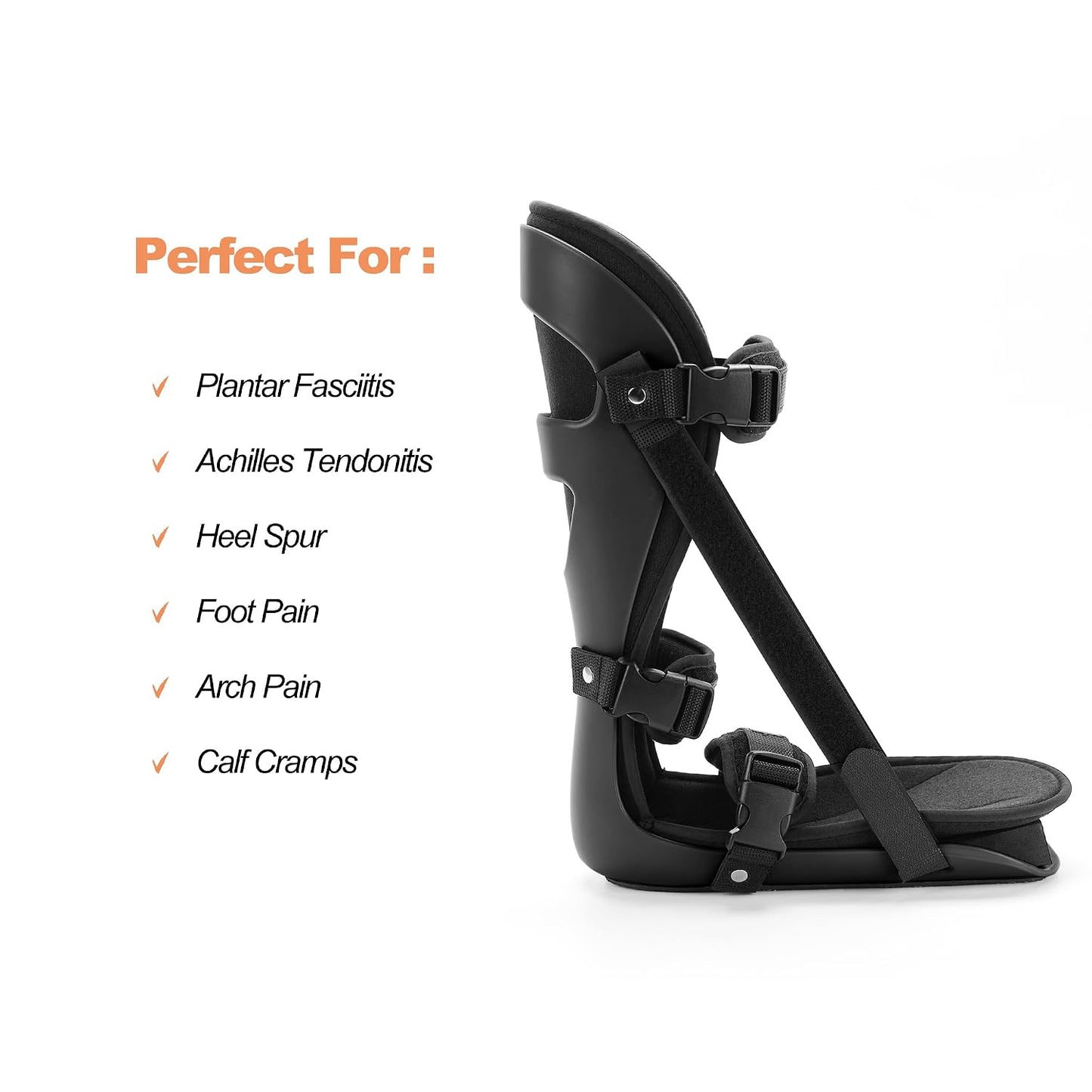 Plantar Fasciitis Night Splint, Sleeping Stretch Boot, Grey, M | Adjustable Foot Splin for Fascia, Pain Relief, Achilles Tendonitis, Stretching, for Men & Women, fits Right or Left Foot