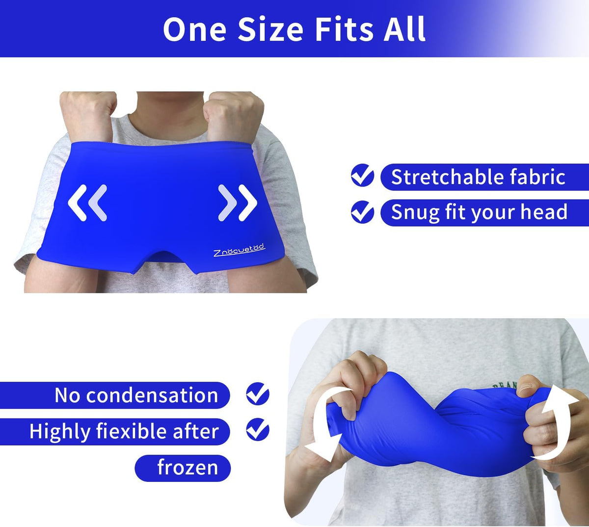 ZNÖCUETÖD Migraine Headache Relief Cap Hat Full Head ice Pack Wrap Cold Cap