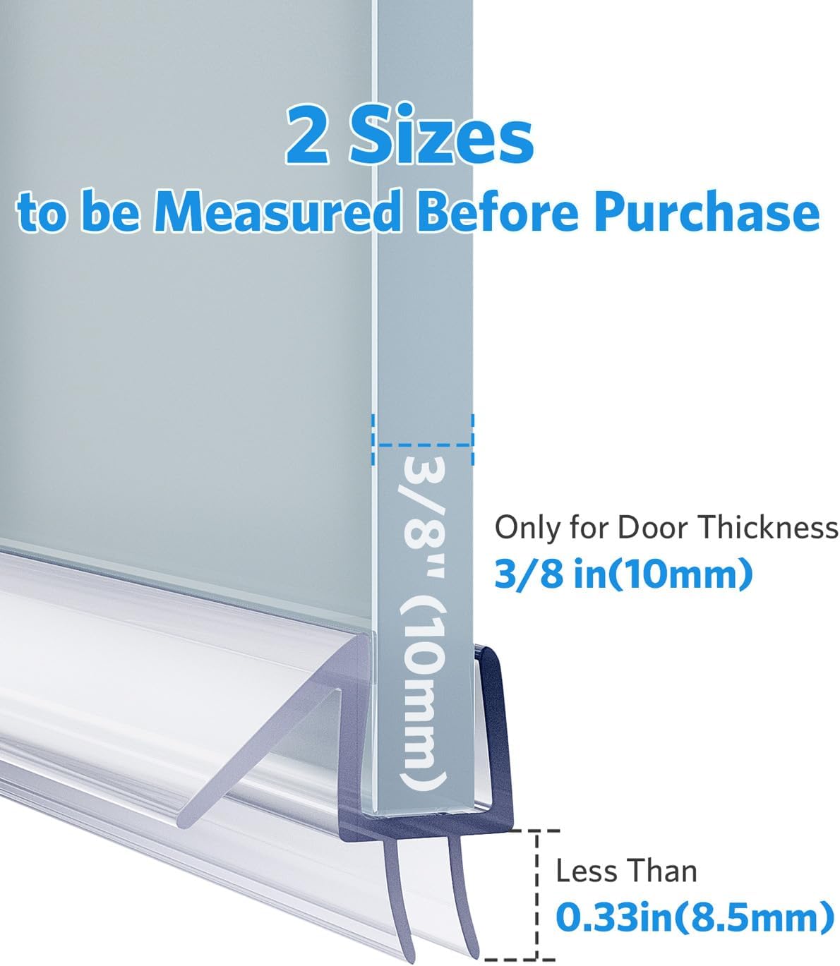 Delamu 3-Pack Shower Door Bottom Seal, 3/8''× 39'' Shower Door Sweep Strip | Shower Seal Strip for 3/8'' (10mm) Doors, Frameless Glass Shower Door Seal Strip Stop Shower Leaks and Create a Water Barrier