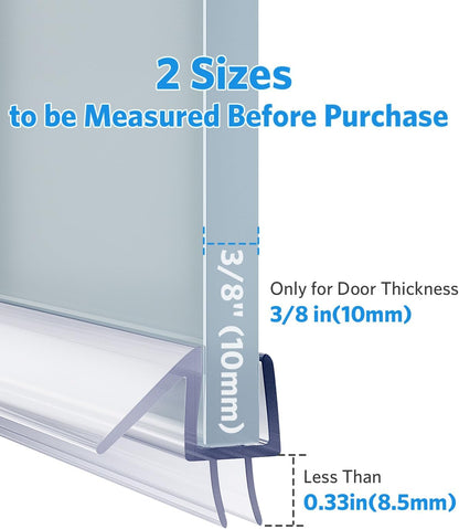 Delamu 3-Pack Shower Door Bottom Seal, 3/8''× 39'' Shower Door Sweep Strip | Shower Seal Strip for 3/8'' (10mm) Doors, Frameless Glass Shower Door Seal Strip Stop Shower Leaks and Create a Water Barrier