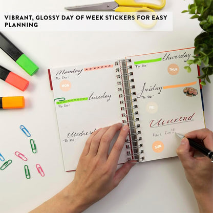 Andaz Press Colorful 7 Days of Week Stickers, Day Week Calendar Stickers for Adults Planner Day Dots Food Labels for Food Containers Date Calendar Planner Stickers Week Day Sticker Labels, 480-Pack