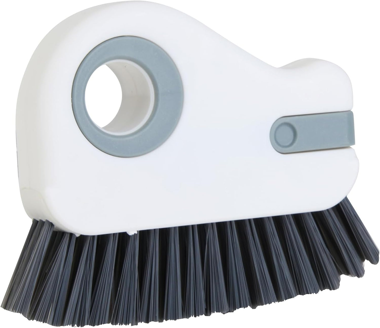 2 in 1 Groove Cleaning Brush, Grout Cleaner Tool & Multifunction Window Track Cleaner (with Hidden Scraper or Mini Dustpan) – for Glass Door Tracks, Window Sills, Sliding Doors (Orange)