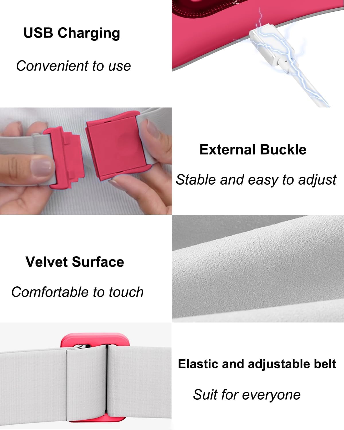 Portable Cordless Menstrual Heating Pad with 4 Heat Levels and 4 Massage Modes,Electric, Fast Large Heating Belly Wrap Belt (Black)