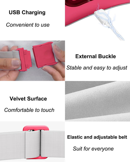Portable Cordless Menstrual Heating Pad with 4 Heat Levels and 4 Massage Modes,Electric, Fast Large Heating Belly Wrap Belt (Black)