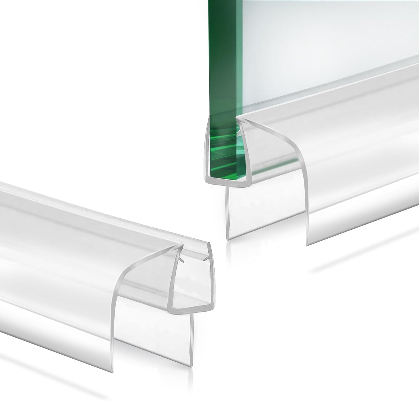 Bathroom Shower Glass Door Bottom Seal Strip, 2PCS 36 Inch Long Clear PVC Seal Strips for 5/16"(8mm) - 3/8"(10mm) Thick Framless Glass Door Panel