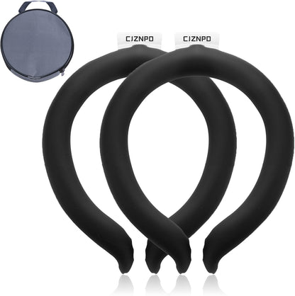 2PCS PCM Neck Cooling Tube with Insulated Bag, Reusable Ice Ring Neck Cooler Wrap, Wearable Neck & Shoulder Cooling Ring for Hot Weather Outdoor Work, TPU Freezable Collar (Blue+Black)