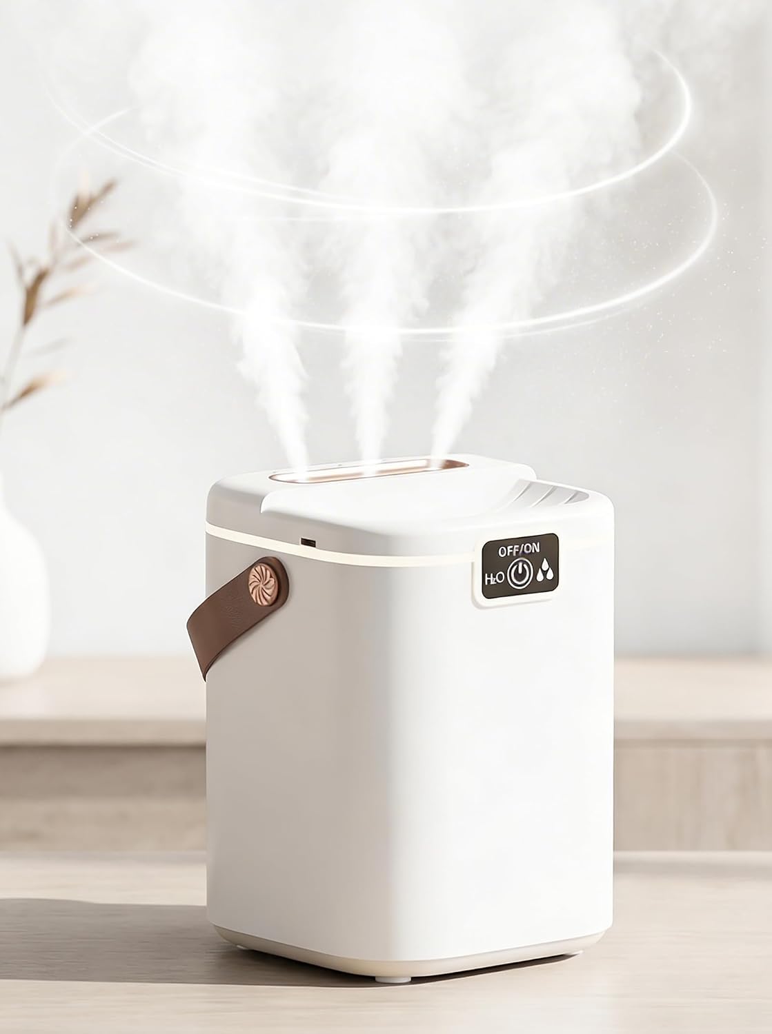 2L Cool Mist Humidifiers for Bedroom, 3 Nozzles Quiet Small Humidifier with 4 Mist Modes, Top Fill Desktop Personal Humidifier with Night Light & Auto-Shutoff, Portable USB Powered for Office, Plants