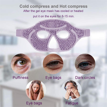 Cooling Gel Eye Mask with Eye Holes, 2 PCS Cold Eye Packs for Puffiness & Swelling, Reusable Hot Cold Compress Heat Ice Gel Pack, Purple and Pink