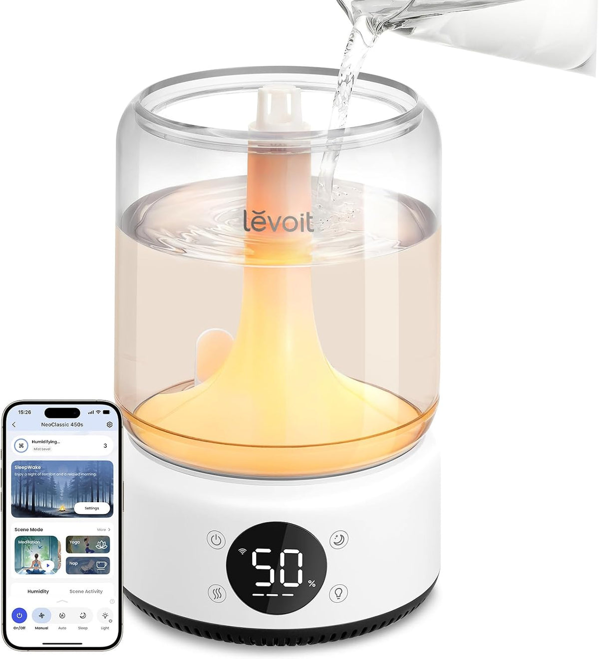 Levoit Humidifiers for Bedroom, Smart Warm and Cool Mist, Symptom Relief