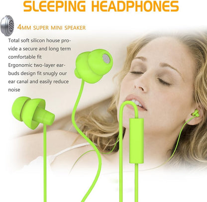 MAXROCK Sleep Earbuds,Ultra Soft Lightweight Sleep Earphones Headphones with Volume Control and Mic for Insomnia, Side Sleeper, Snoring, Air Travel, Meditation & Relaxation (Acid Blue)