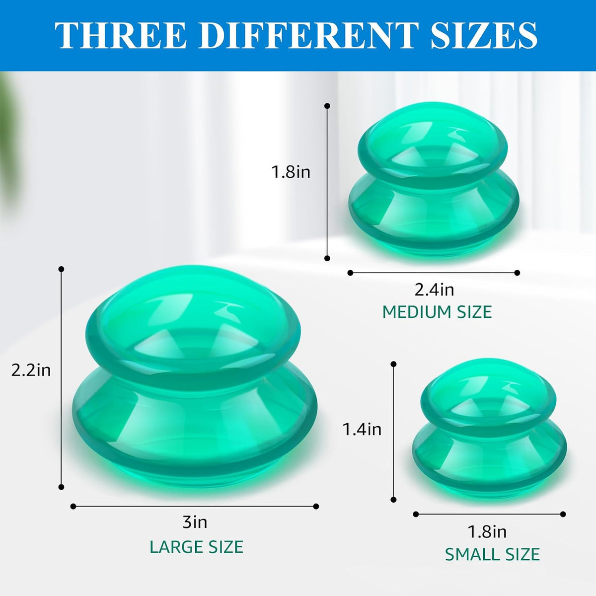 Silicone Cupping Therapy Sets (Set of 3), Cupping Kit for Massage Therapy