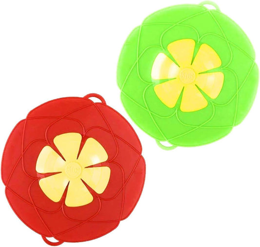 Set of 2 Silicone Spill Stopper - Boil Over Safeguard - Multi-Function Kitchen Tool - Anti Spill, No Boil Over Lid - Cooking