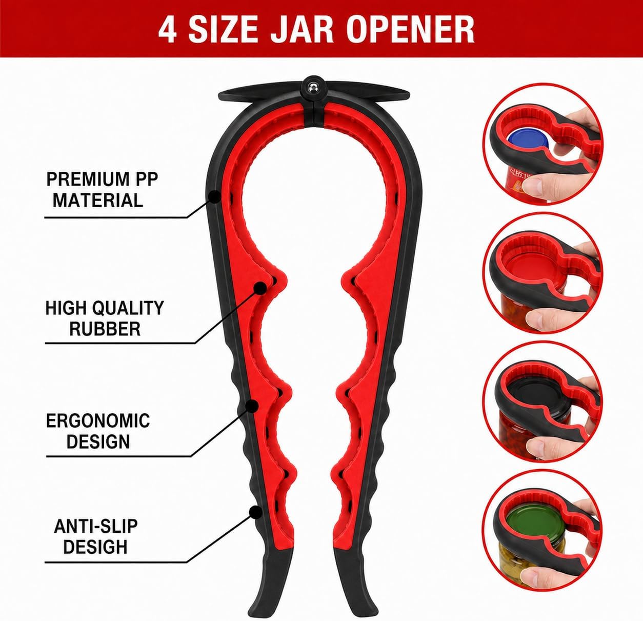 Jar Opener & Bottle Opener for Seniors, Arthritis, Weak Hands, Non Slip Lid Grip Remover, Effortless Twist,4-in-1 Multi Purpose Kitchen Tool(Blue)