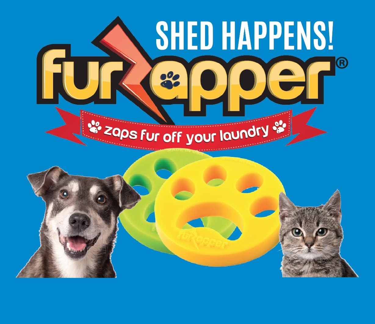 2 Pack FurZapper Pet Hair Remover for Laundry - Reusable Dog & Cat Hair Remover Tool As Seen on Shark Tank - Removes Pet Fur, Hair, Lint, Dander from Clothes & Laundry - One FurZapper Per Pet