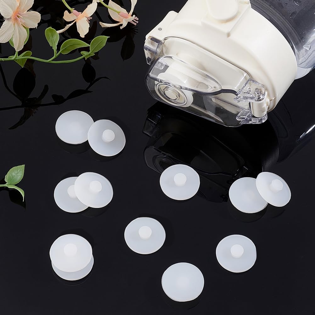 NBEADS 20Pcs Silicone Water Cup Leak Stopper, 1inch Diameter Water Bottle Silicone Stopper Non Spill Lid Plug for Pot Belly Cup, White