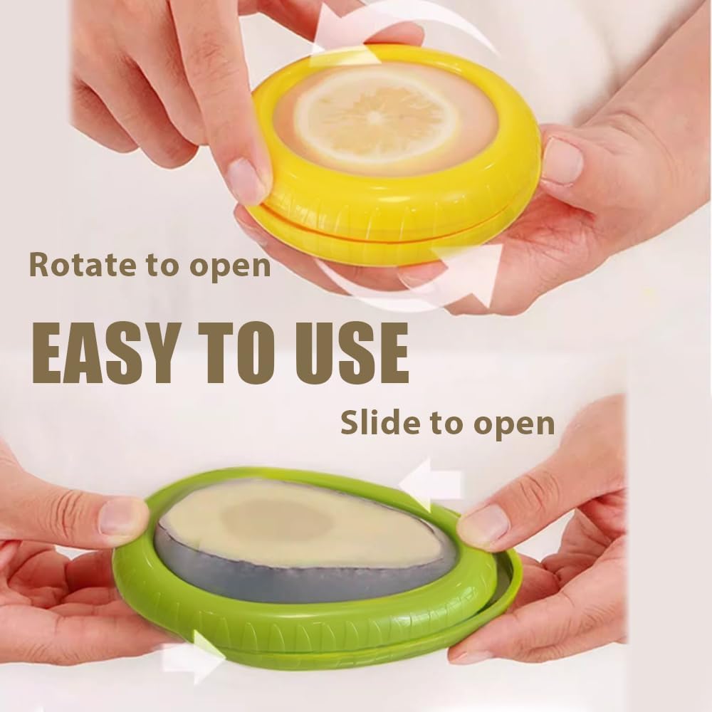 Set of 4 Reusable Storage Containers Avocado Saver Onion Keeper Tomato Holder Fruit Saver Fruit Organizer Soft Shell Food Container for Fridge Keep Fresh