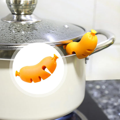 Boil Over Stopper – Silicone Spill Guard Heat Resistant Lid Holder, Reusable Anti-Spill Kitchen Gadget, Cute Cooking Accessory | Safe Pot Cover Spacer Decoration for Cooking Boiling Pots Pans